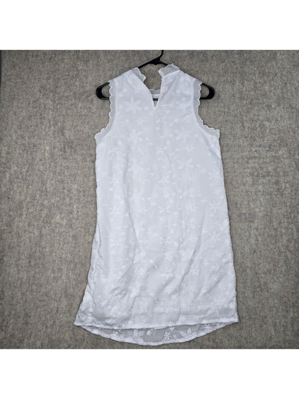 Shein Womens Sleeveless Floral Embroidered White Dress Size S